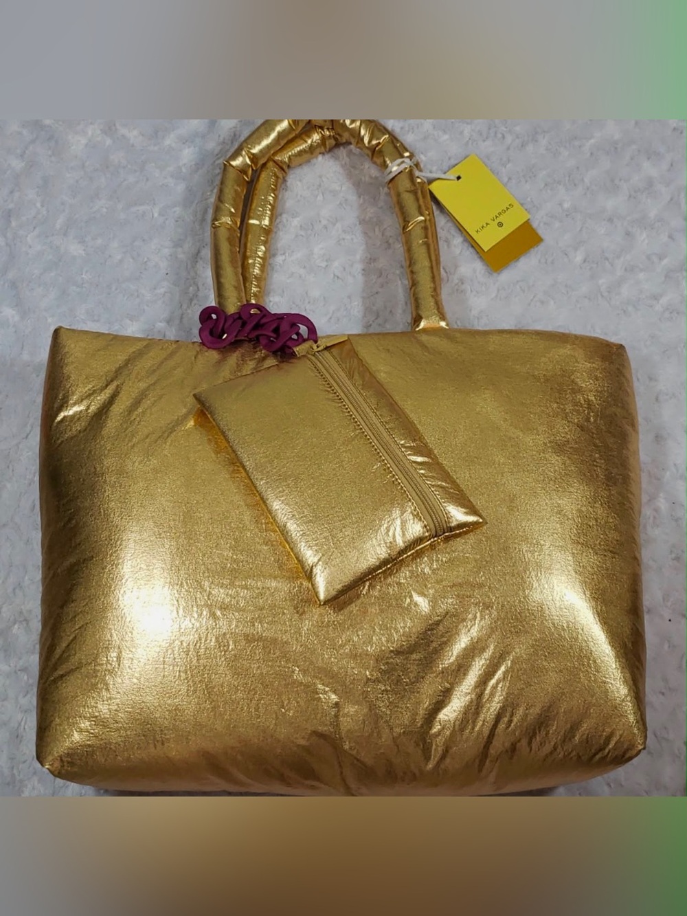 Gold Metallic Tote Bag with Coin Pouch